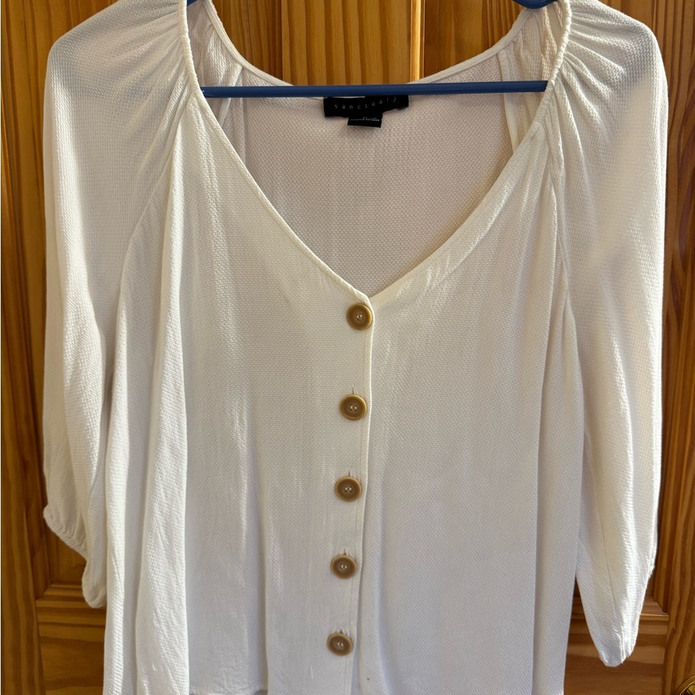 Sanctuary Cream Button-Down Blouse